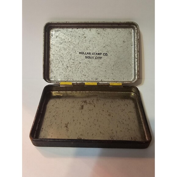 Collectible Vintage Superior Redtop Solid Rubber Dates Stamp Empty Tin Antique - Picture 3 of 4